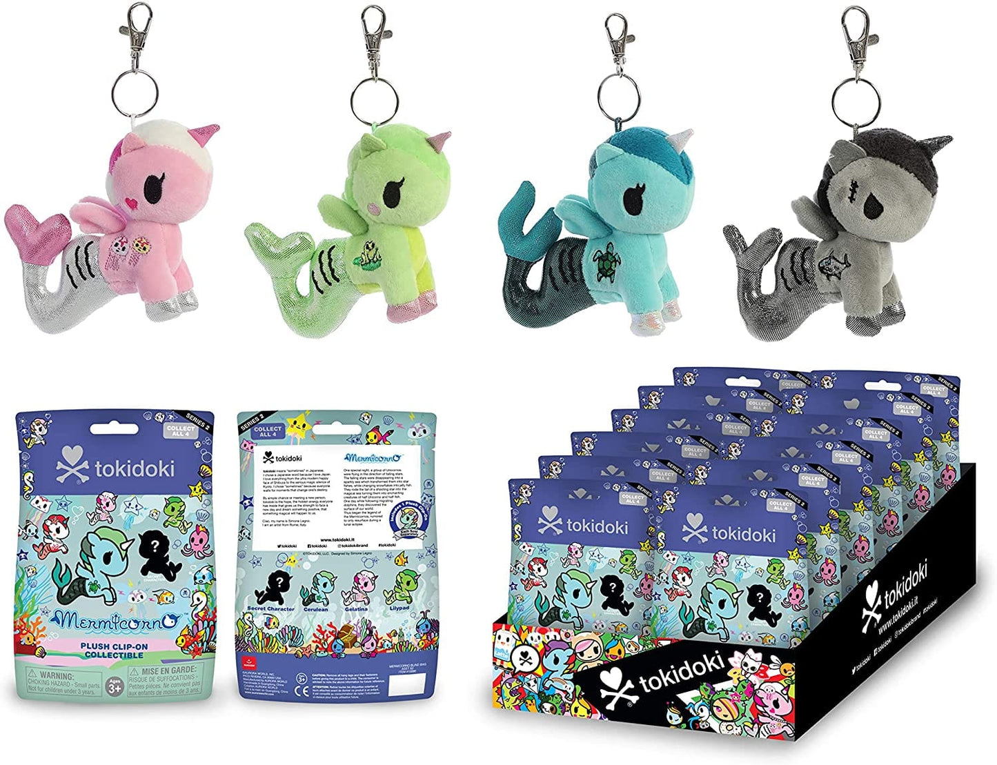 Aurora Mermicorno Blind Bag Series 2 Plush Tokidoki Clip-on 4.5"