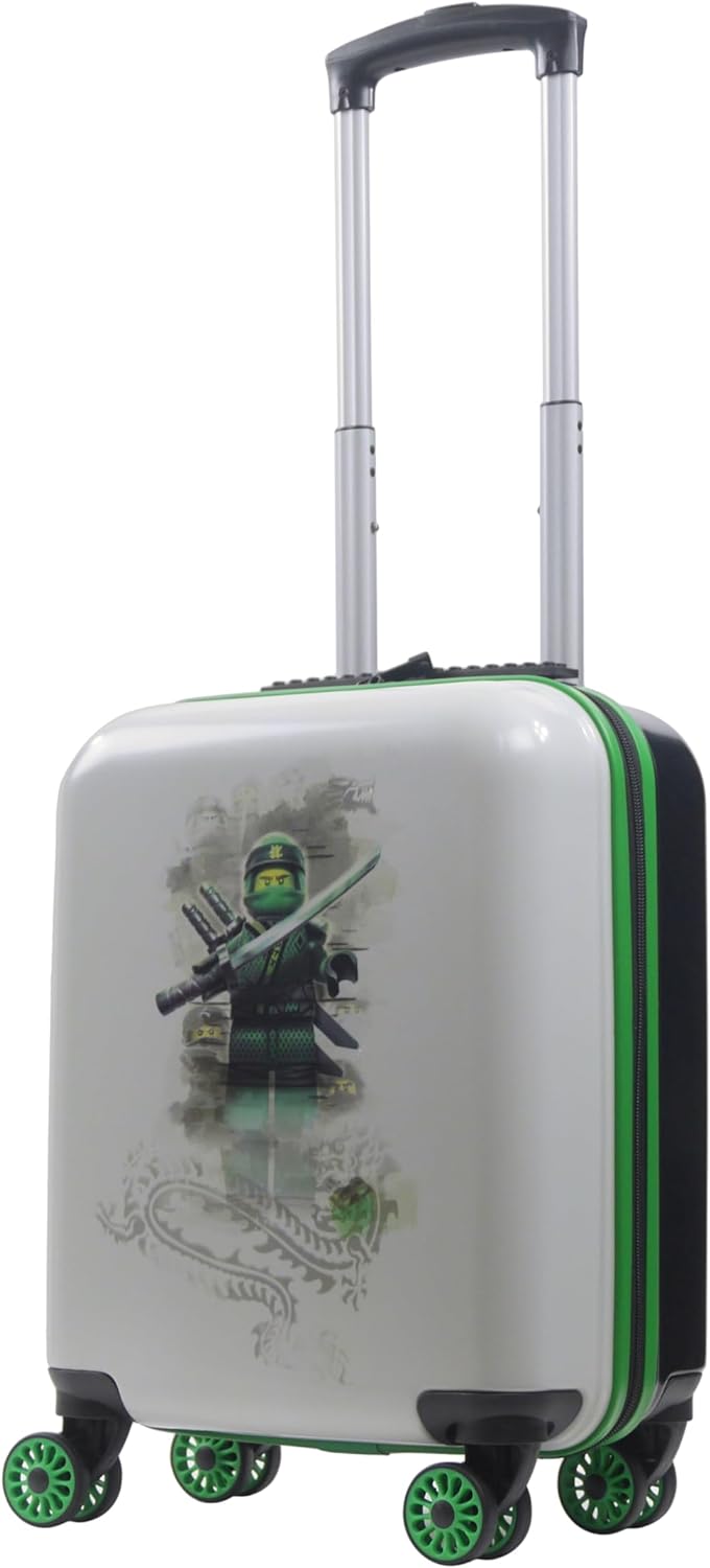 Concept One LEGO 18 Inch Kids Carry On Luggage, Ninjago Hardshell Rolling Suitcase with Spinner Wheels, White