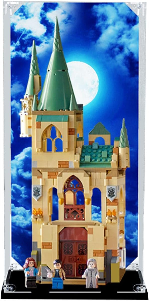 Acrylic Display Case for Lego Harry Potter Hogwarts: Room of Requirement 76413 Model,Dustproof Anti-UV Storage Box,Collectors (Background B)