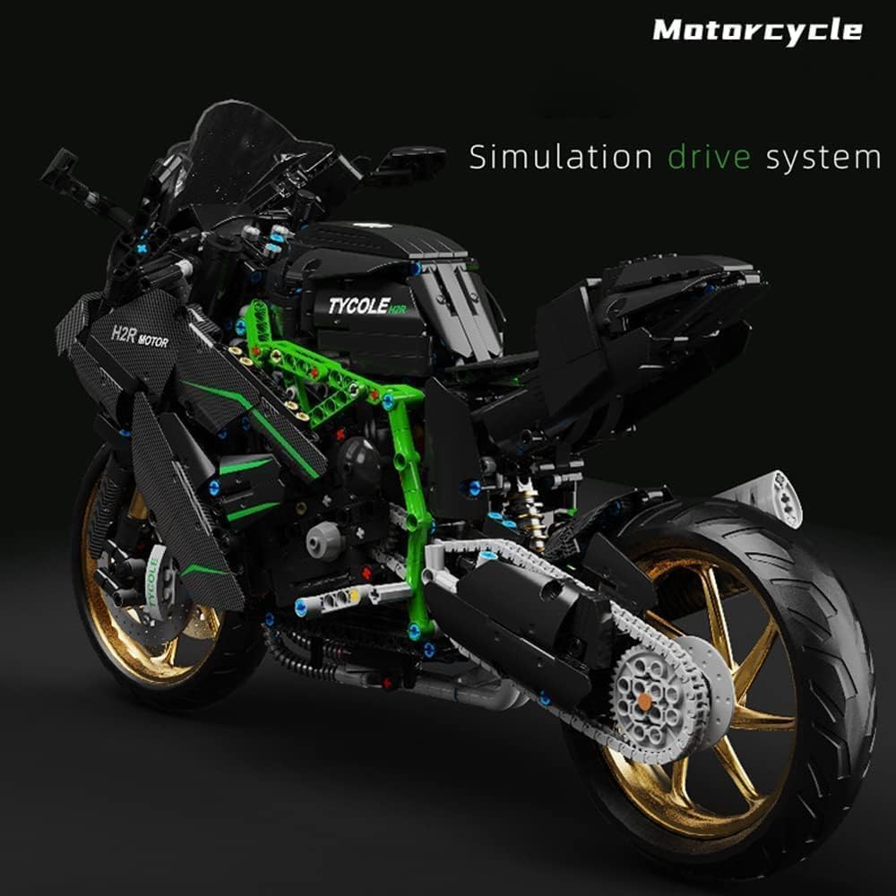 Technology Motorcycle Building Block, 1809 Pieces 1:5 Technology Racing Motorbike Model for Kawasaki H2R, MOC Superbike Gift Construction Toy for Kid Adult