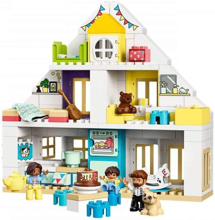 LEGO DUPLO Town Modular Playhouse 10929 Dollhouse with Furniture and a Family, Great Educational Toy for Toddlers (130 Pieces), Multicolor