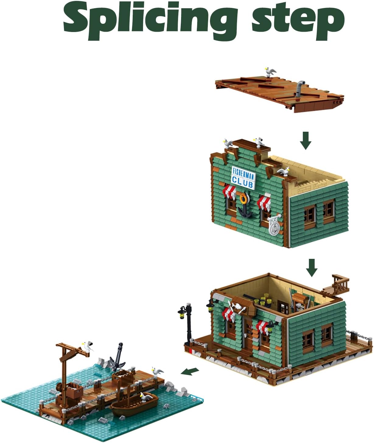 Medieval Wood-Cabin Building Toys, Fisherman Club Construction Toys Seaview House Model Architecture Building Blocks for Adults and 6+ Teens Home Decor (3265 Pcs)