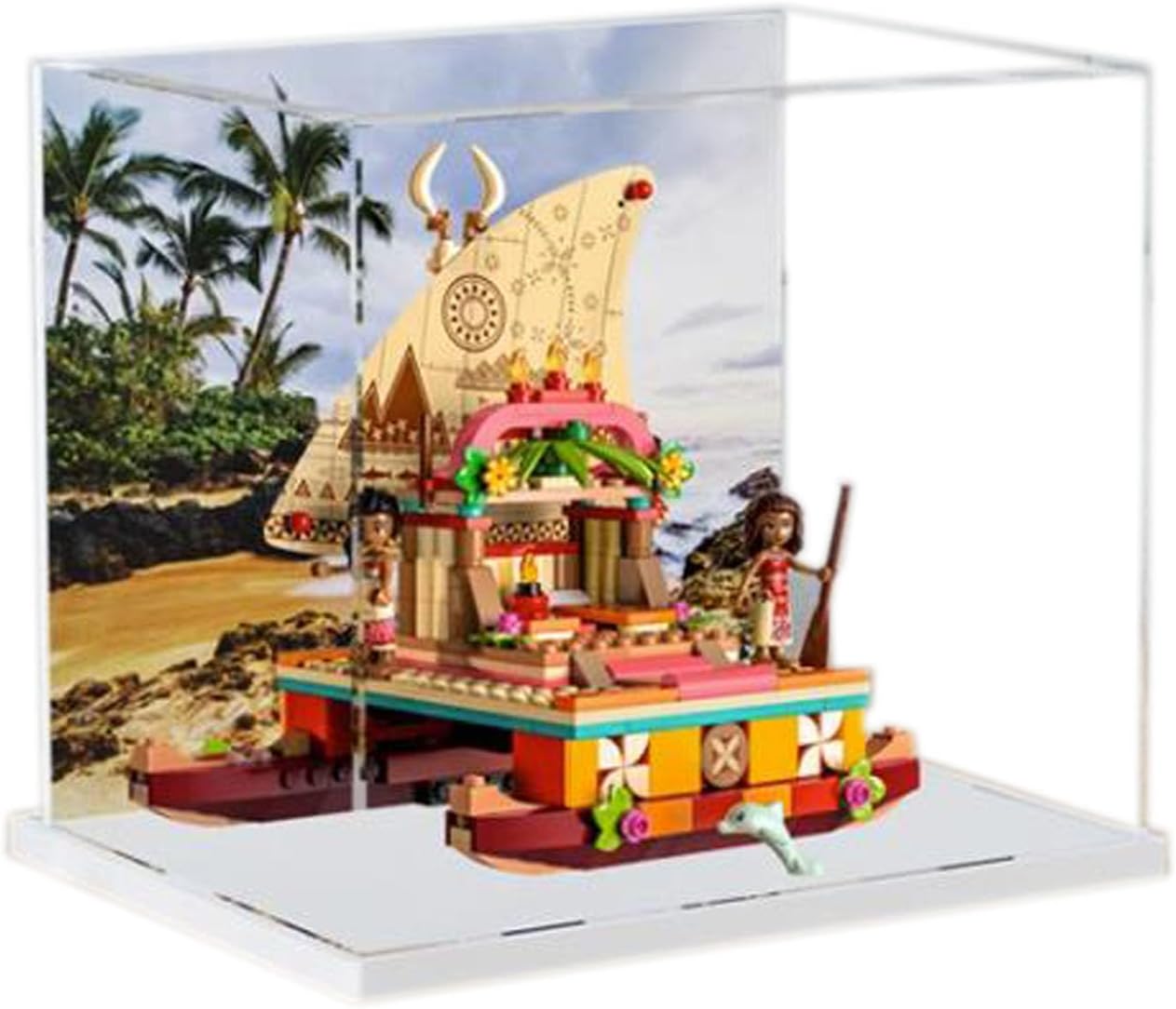 Acrylic Display Case for Lego Disney Princess Moana's Wayfinding Boat 43210 - Showcase, Protect & Decorate Model with Dustproof Storage