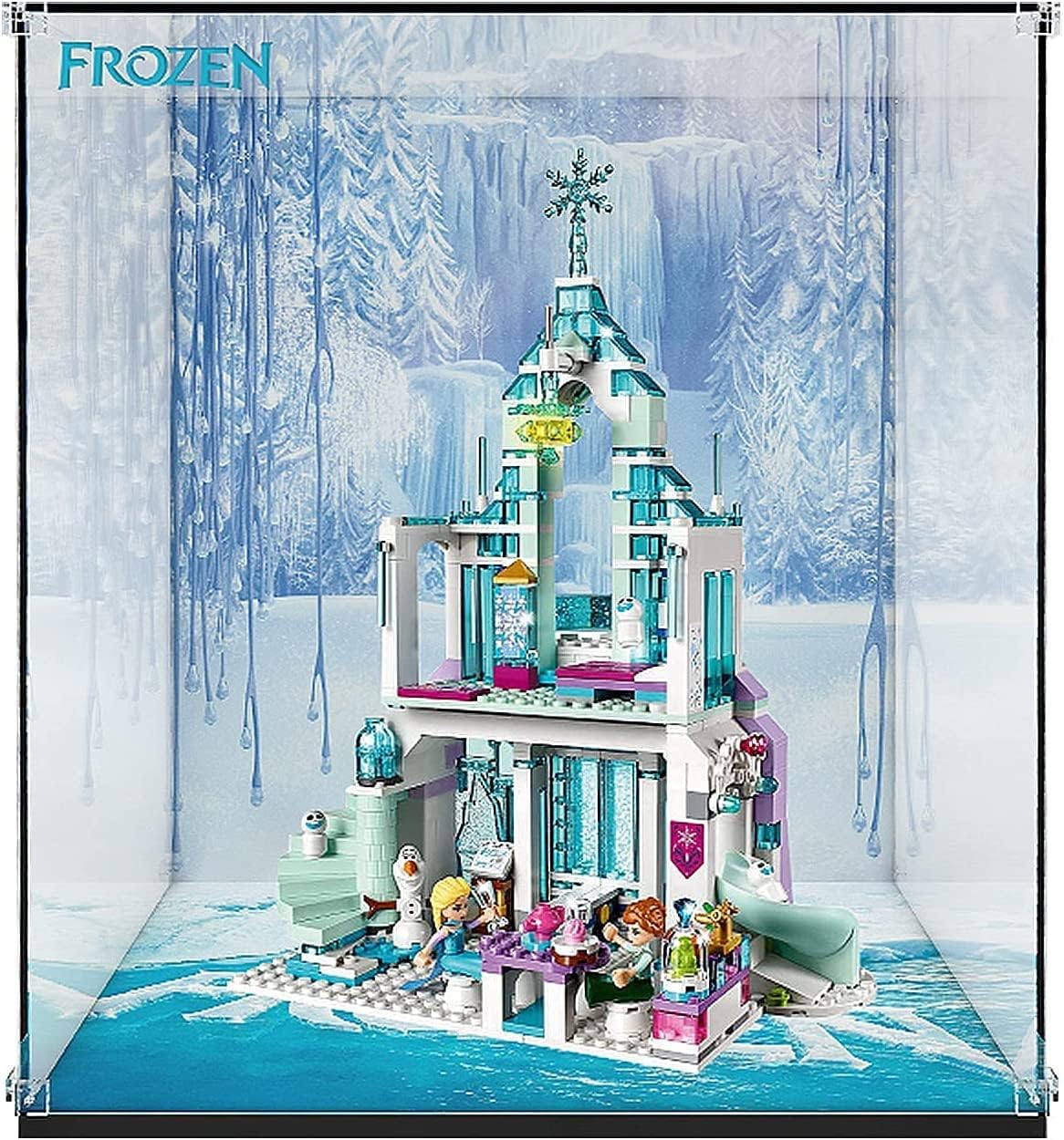 Acrylic Display Case for Lego 41148 Disney Princess Elsa's Magical Ice Palace Model Set, 3MM Assemble Cube Collectibles Box,Transparent Display Gifts Box for Lego Lover-Model NOT Included