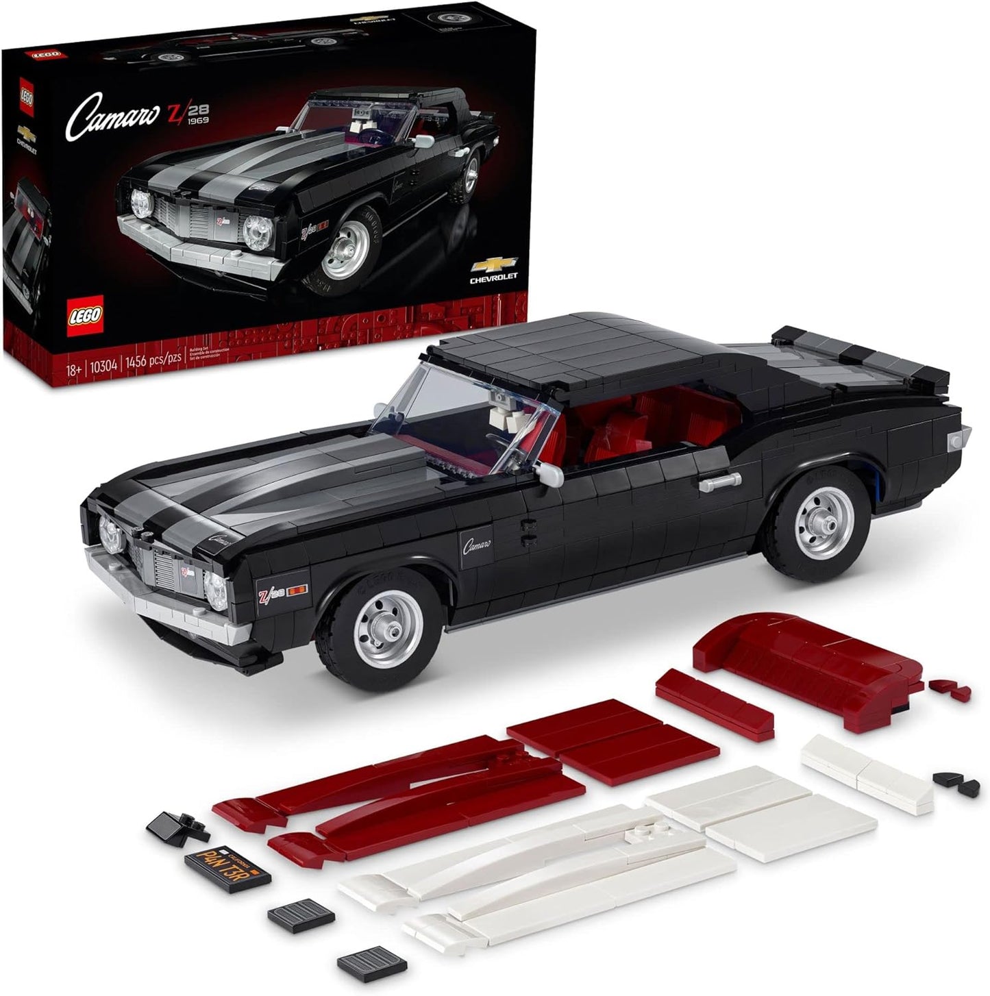 LEGO Icons Chevrolet Camaro Z28 10304, Customizable Classic Car Replica Model Building Kit, 1969 Vintage American Muscle Car, Great Gift Idea for Teens and Adults