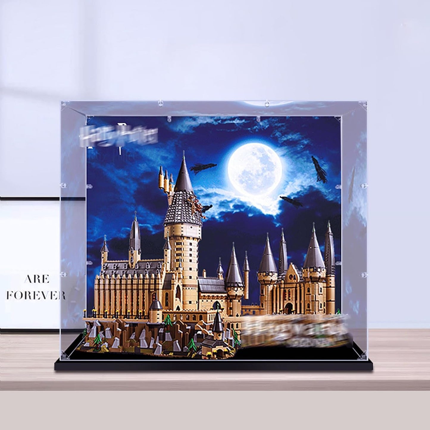 Acrylic Display Case Clear Show Box.Display Box for Lego Harry Potter Hogwarts Castle 71043 Building Model. (Only Storage Box,3mm) (Color base background version)
