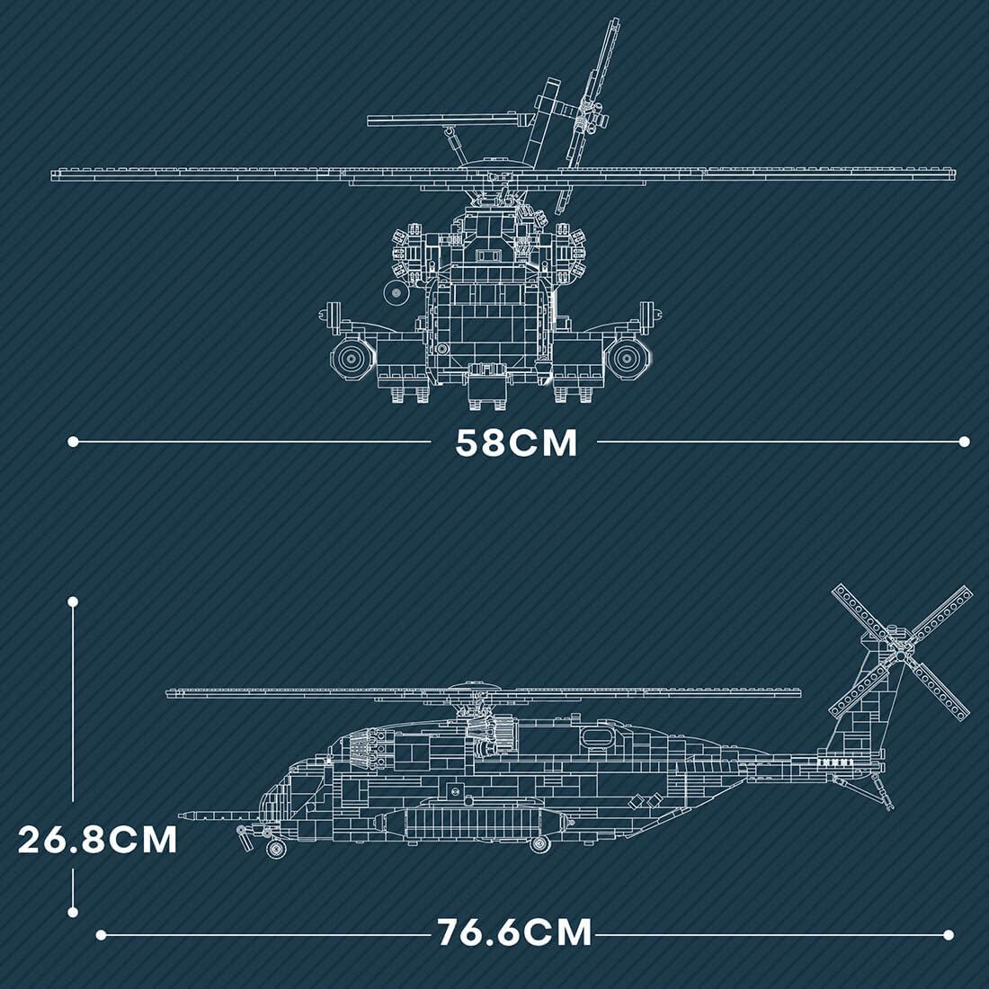Military Army Airplane Building Toy, 1/35 CH-53E Super Sea Stallion Military Helicopter Building Blocks, MOC-127265 Aircraft Model Plane Bricks Toy, 2192PCS