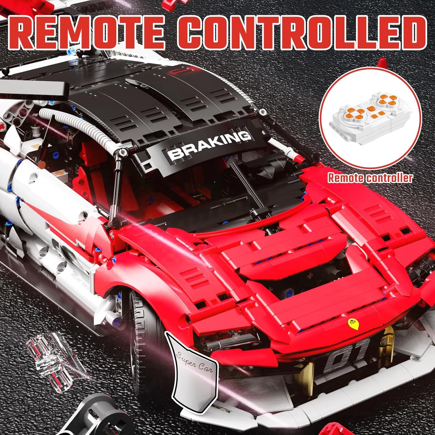 Technic Supen Car Moc Building Blocks Toy Sets - Collectible Play Model Building Kit - Stem Toys for 8+ Years Old - 1:5 Supercar Building Bricks for Kids and Adults（2459+pcs）