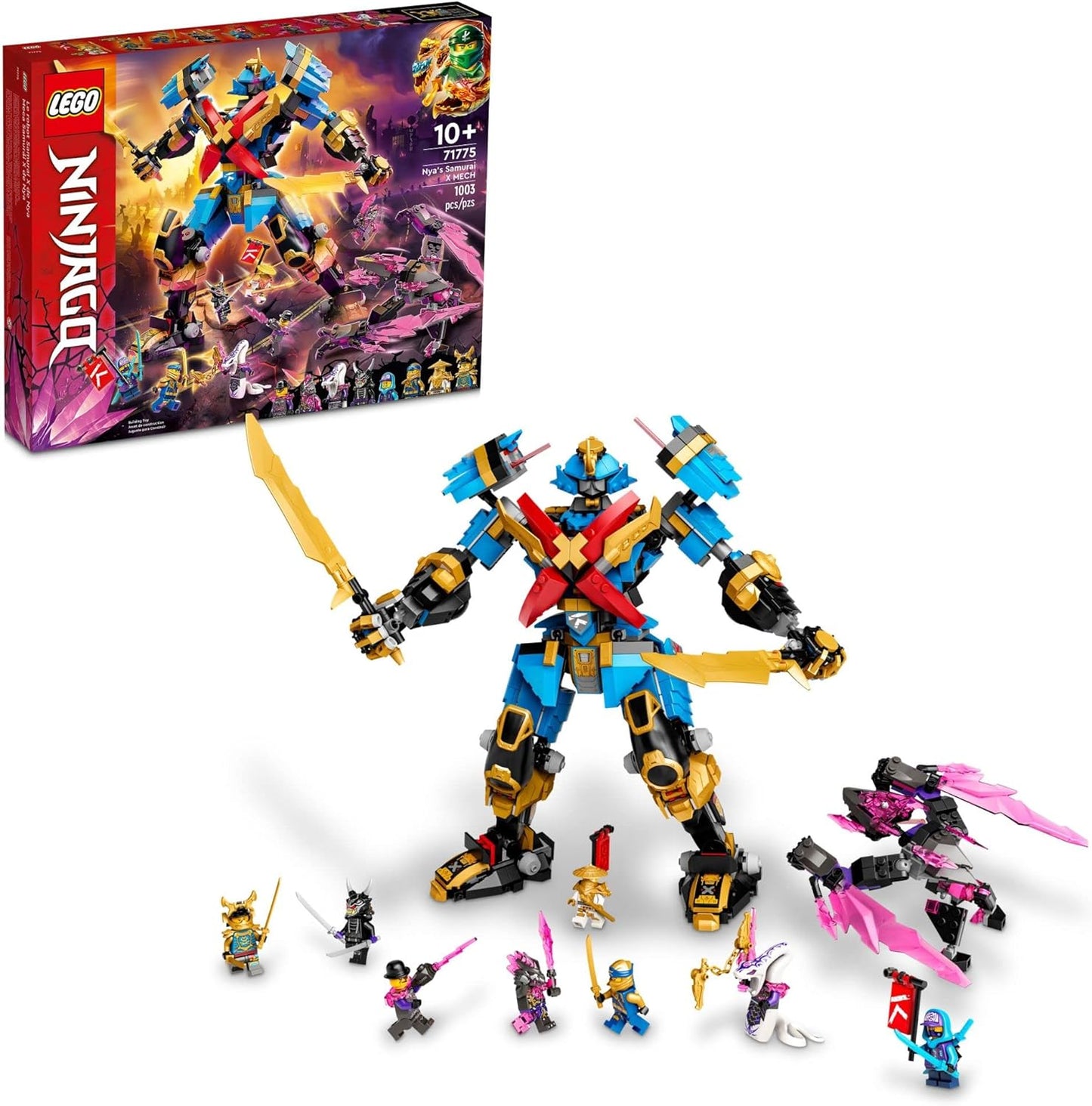 LEGO NINJAGO Nya's Samurai X MECH Action Figure, 71775 Robot Ninja Toy with Golden Jay Plus 7 Minifigures