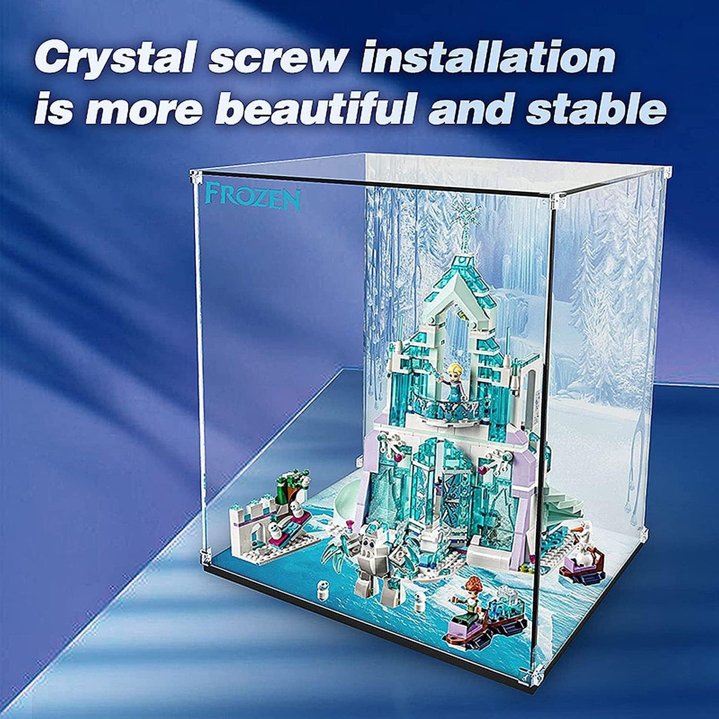 Acrylic Display Case for Lego 41148 Disney Princess Elsa's Magical Ice Palace Model Set, 3MM Assemble Cube Collectibles Box,Transparent Display Gifts Box for Lego Lover-Model NOT Included