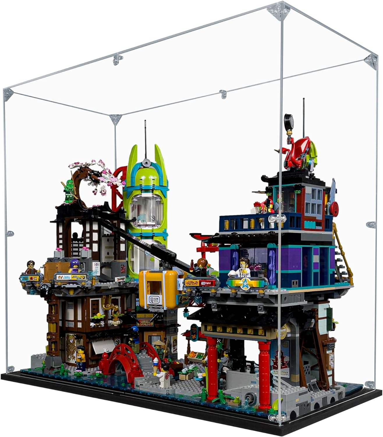 Acrylic Display Case Compatible for Lego NINJAGO City Markets #71799, Dustproof Display Case (Case Only) (Lego Sets are NOT Included)
