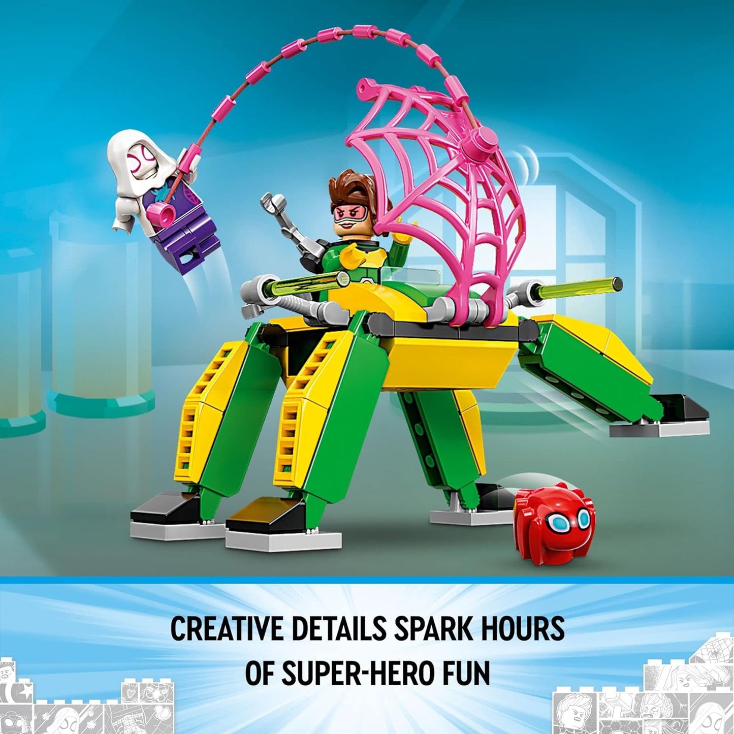 LEGO Marvel Spidey and His Amazing Friends Spider-Man at Doc Ock’s Lab 10783 Building Kit; Super-Hero Playset with Spider-Man, a Vehicle and 2 Other Minifigures; Gift for Kids Aged 4+ (131 Pieces)