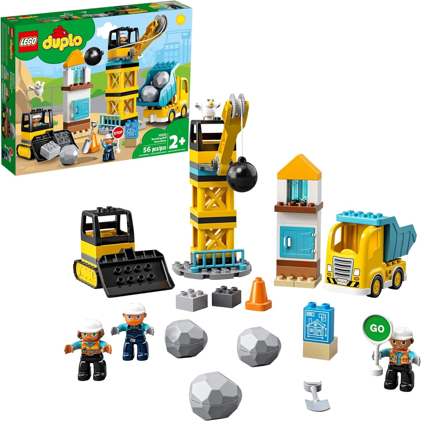 LEGO DUPLO Construction Wrecking Ball Demolition 10932 Toy for Preschool Kids; Building and Imaginative Play with Construction Vehicles; Great Developmental Gift for Toddlers (56 Pieces)
