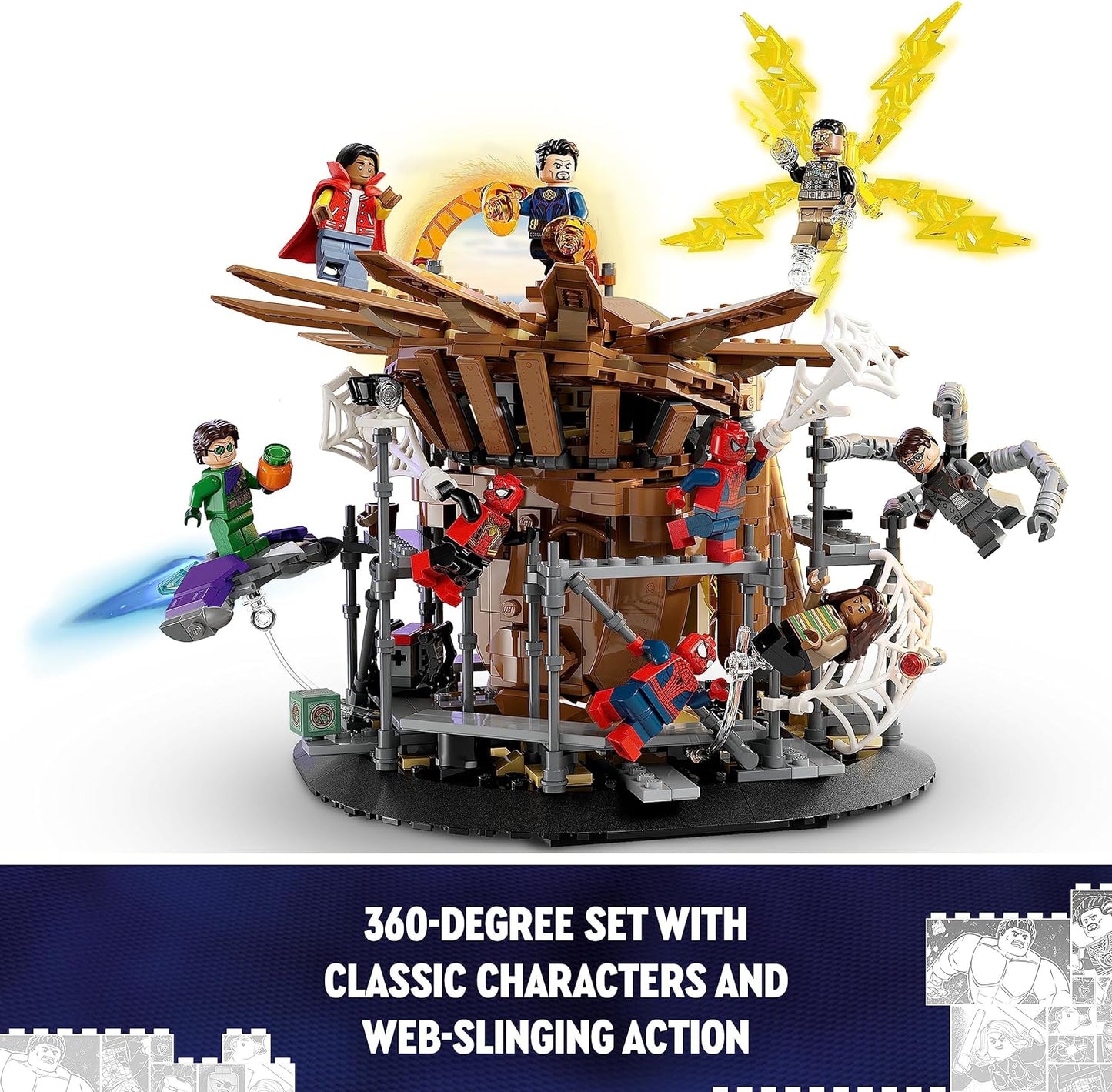 LEGO 76261 Marvel Spider-Man Final Fight, Recreate Spider-Man: No Way Home Scene with 3 Peter Parkers, Green Jester, Electro, Ned, Dr Strange and MJ Minifigurines, Collectible Toy