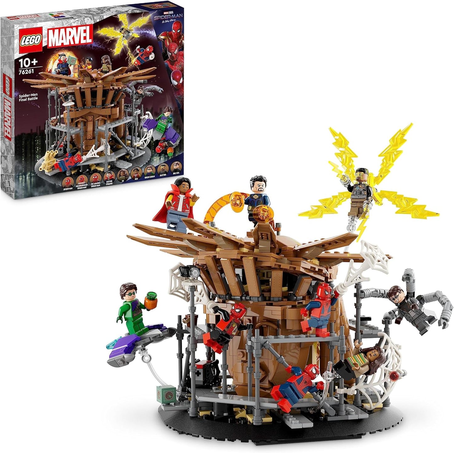 LEGO 76261 Marvel Spider-Man Final Fight, Recreate Spider-Man: No Way Home Scene with 3 Peter Parkers, Green Jester, Electro, Ned, Dr Strange and MJ Minifigurines, Collectible Toy